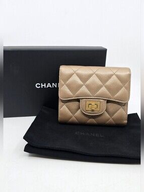 Chanel Metallic Aged Calfskin Quilted Reissue Compact Wallet